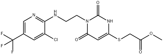 METHYL 2-([1-(2-([3-CHLORO-5-(TRIFLUOROMETHYL)-2-PYRIDINYL]AMINO)ETHYL)-2,6-DIOXO-1,2,3,6-TETRAHYDRO-4-PYRIMIDINYL]SULFANYL)ACETATE Struktur