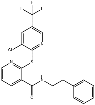 2-([3-CHLORO-5-(TRIFLUOROMETHYL)-2-PYRIDINYL]SULFANYL)-N-PHENETHYLNICOTINAMIDE Struktur