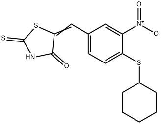 5-([4-(CYCLOHEXYLSULFANYL)-3-NITROPHENYL]METHYLENE)-2-THIOXO-1,3-THIAZOLAN-4-ONE Struktur