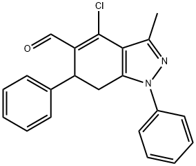 4-CHLORO-3-METHYL-1,6-DIPHENYL-6,7-DIHYDRO-1H-INDAZOLE-5-CARBALDEHYDE Struktur