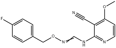 N-(3-CYANO-4-METHOXY-2-PYRIDINYL)-N'-[(4-FLUOROBENZYL)OXY]IMINOFORMAMIDE Struktur