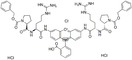 RHODAMINE 110, BIS-(CBZ-L-PROLYL-L-ARGININE AMIDE), DIHYDROCHLORIDE Struktur