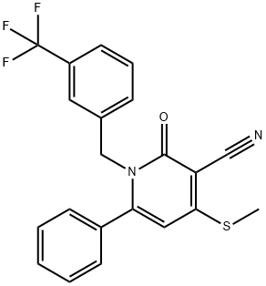 4-(METHYLSULFANYL)-2-OXO-6-PHENYL-1-[3-(TRIFLUOROMETHYL)BENZYL]-1,2-DIHYDRO-3-PYRIDINECARBONITRILE Struktur