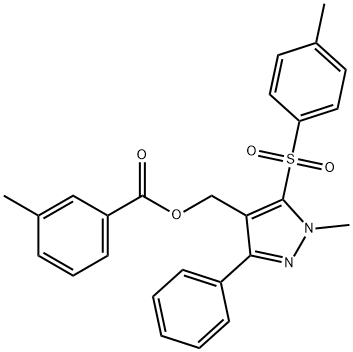 (1-METHYL-5-[(4-METHYLPHENYL)SULFONYL]-3-PHENYL-1H-PYRAZOL-4-YL)METHYL 3-METHYLBENZENECARBOXYLATE Struktur