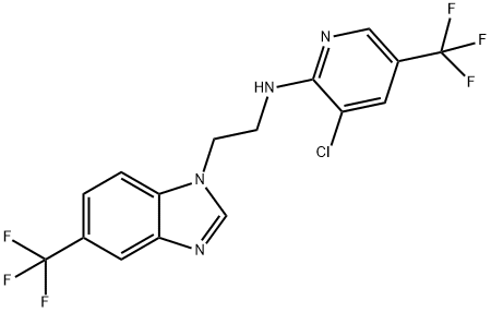 3-CHLORO-5-(TRIFLUOROMETHYL)-N-(2-[5-(TRIFLUOROMETHYL)-1H-1,3-BENZIMIDAZOL-1-YL]ETHYL)-2-PYRIDINAMINE Struktur