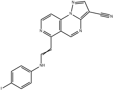 6-[2-(4-IODOANILINO)VINYL]PYRAZOLO[1,5-A]PYRIDO[3,4-E]PYRIMIDINE-3-CARBONITRILE Struktur