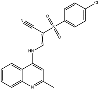 2-((4-CHLOROPHENYL)SULFONYL)-3-((2-METHYL(4-QUINOLYL))AMINO)PROP-2-ENENITRILE Struktur