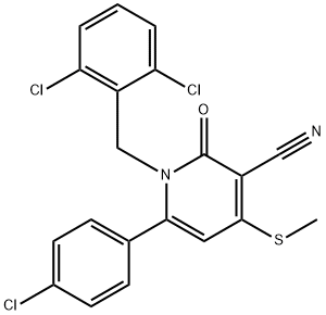 6-(4-CHLOROPHENYL)-1-(2,6-DICHLOROBENZYL)-4-(METHYLSULFANYL)-2-OXO-1,2-DIHYDRO-3-PYRIDINECARBONITRILE Struktur