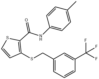 N-(4-METHYLPHENYL)-3-([3-(TRIFLUOROMETHYL)BENZYL]SULFANYL)-2-THIOPHENECARBOXAMIDE Struktur