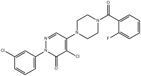 4-CHLORO-2-(3-CHLOROPHENYL)-5-[4-(2-FLUOROBENZOYL)PIPERAZINO]-3(2H)-PYRIDAZINONE Struktur