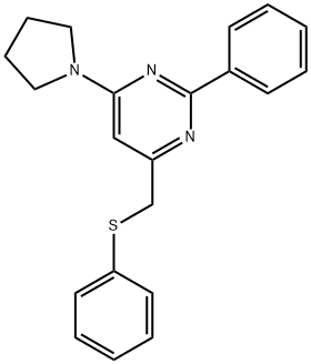 2-PHENYL-4-[(PHENYLSULFANYL)METHYL]-6-(1-PYRROLIDINYL)PYRIMIDINE Struktur