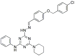 (E)-4-(2-(4-(4-CHLOROBENZYLOXY)BENZYLIDENE)HYDRAZINYL)-N-PHENYL-6-(PIPERIDIN-1-YL)-1,3,5-TRIAZIN-2-AMINE Struktur