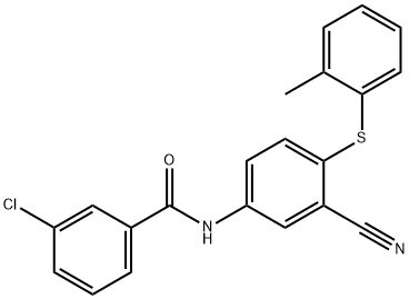 3-CHLORO-N-(3-CYANO-4-[(2-METHYLPHENYL)SULFANYL]PHENYL)BENZENECARBOXAMIDE Struktur