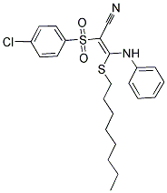 2-((4-CHLOROPHENYL)SULFONYL)-3-OCTYLTHIO-3-(PHENYLAMINO)PROP-2-ENENITRILE Struktur