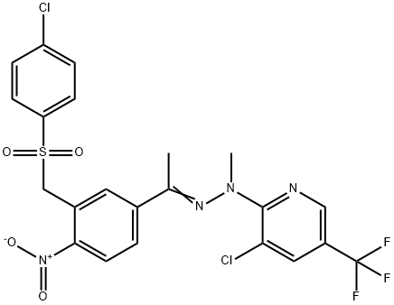 1-(3-([(4-CHLOROPHENYL)SULFONYL]METHYL)-4-NITROPHENYL)-1-ETHANONE N-[3-CHLORO-5-(TRIFLUOROMETHYL)-2-PYRIDINYL]-N-METHYLHYDRAZONE Struktur