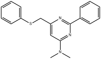 N,N-DIMETHYL-2-PHENYL-6-[(PHENYLSULFANYL)METHYL]-4-PYRIMIDINAMINE Struktur