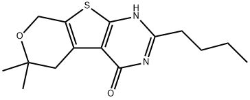 2-BUTYL-6,6-DIMETHYL-3,5,6,8-TETRAHYDRO-4H-PYRANO[4',3':4,5]THIENO[2,3-D]PYRIMIDIN-4-ONE Struktur