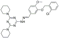 (E)-2-(2-(3-(2-CHLOROBENZYLOXY)-4-METHOXYBENZYLIDENE)HYDRAZINYL)-4,6-DI(PIPERIDIN-1-YL)-1,3,5-TRIAZINE Struktur