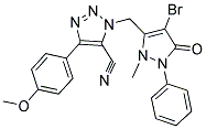 1-((4-BROMO-2-METHYL-5-OXO-1-PHENYL(3-PYRAZOLIN-3-YL))METHYL)-4-(4-METHOXYPHENYL)-1,2,3-TRIAZOLE-5-CARBONITRILE Struktur