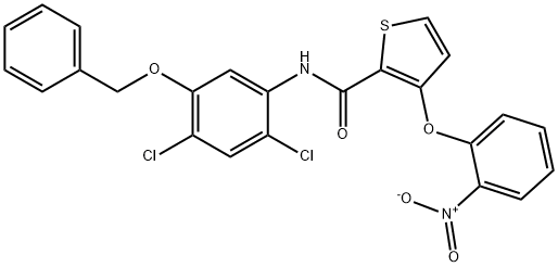 N-[5-(BENZYLOXY)-2,4-DICHLOROPHENYL]-3-(2-NITROPHENOXY)-2-THIOPHENECARBOXAMIDE Struktur