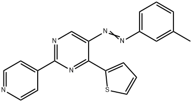 5-[2-(3-METHYLPHENYL)DIAZENYL]-2-(4-PYRIDINYL)-4-(2-THIENYL)PYRIMIDINE Struktur