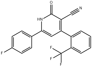 6-(4-FLUOROPHENYL)-2-HYDROXY-4-[2-(TRIFLUOROMETHYL)PHENYL]NICOTINONITRILE Struktur