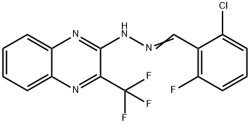 2-CHLORO-6-FLUOROBENZENECARBALDEHYDE N-[3-(TRIFLUOROMETHYL)-2-QUINOXALINYL]HYDRAZONE Struktur