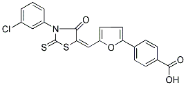 4-(5-{(E)-[3-(3-CHLOROPHENYL)-4-OXO-2-THIOXO-1,3-THIAZOLIDIN-5-YLIDENE]METHYL}-2-FURYL)BENZOIC ACID Structure