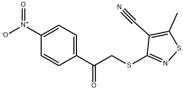 5-METHYL-3-([2-(4-NITROPHENYL)-2-OXOETHYL]SULFANYL)-4-ISOTHIAZOLECARBONITRILE Struktur