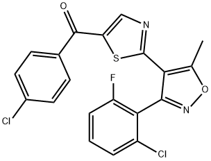 (2-[3-(2-CHLORO-6-FLUOROPHENYL)-5-METHYL-4-ISOXAZOLYL]-1,3-THIAZOL-5-YL)(4-CHLOROPHENYL)METHANONE Struktur