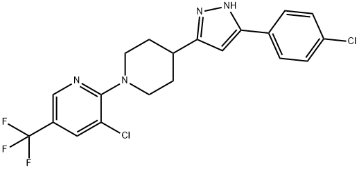 3-CHLORO-2-(4-[3-(4-CHLOROPHENYL)-1H-PYRAZOL-5-YL]PIPERIDINO)-5-(TRIFLUOROMETHYL)PYRIDINE Struktur