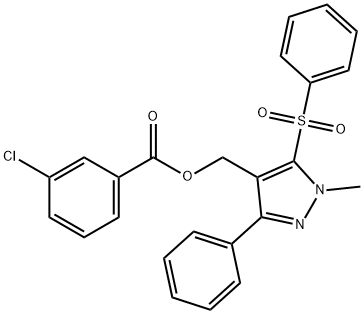 [1-METHYL-3-PHENYL-5-(PHENYLSULFONYL)-1H-PYRAZOL-4-YL]METHYL 3-CHLOROBENZENECARBOXYLATE Struktur