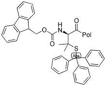 FMOC-BETA,BETA-DIMETHYL-D-CYS(TRT)-P-ALKOXYBENZYL ALCOHOL RESIN Struktur