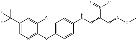 3-(4-([3-CHLORO-5-(TRIFLUOROMETHYL)-2-PYRIDINYL]OXY)ANILINO)-2-NITROACRYLALDEHYDE O-METHYLOXIME Struktur