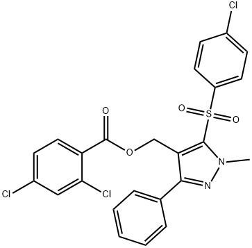 (5-[(4-CHLOROPHENYL)SULFONYL]-1-METHYL-3-PHENYL-1H-PYRAZOL-4-YL)METHYL 2,4-DICHLOROBENZENECARBOXYLATE Struktur