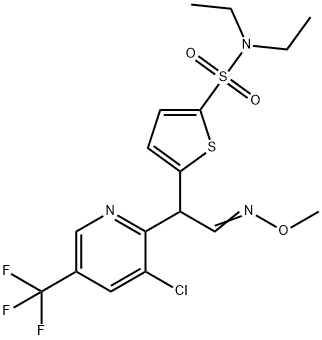 5-[1-[3-CHLORO-5-(TRIFLUOROMETHYL)-2-PYRIDINYL]-2-(METHOXYIMINO)ETHYL]-N,N-DIETHYL-2-THIOPHENESULFONAMIDE Struktur