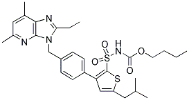 5,7-DIMETHYL-2-ETHYL-3-[[4-[2(N-BUTYLOXYCARBONYLSULFONAMIDO)-5-ISOBUTYL-3-THIENYL]PHENYL]METHYL]IMIDAZO[4,5,6]PYRIDINE Struktur