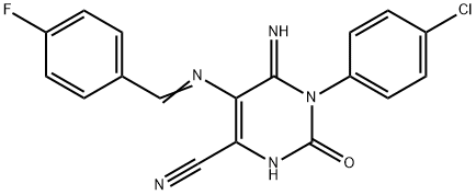 5-(1-AZA-2-(4-FLUOROPHENYL)VINYL)-3-(4-CHLOROPHENYL)-4-IMINO-2-OXO-1H-1,3-DIAZINE-6-CARBONITRILE Struktur