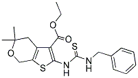 ETHYL 2-(3-BENZYLTHIOUREIDO)-5,5-DIMETHYL-5,7-DIHYDRO-4H-THIENO[2,3-C]PYRAN-3-CARBOXYLATE Struktur