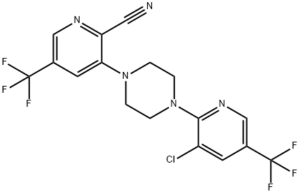 3-(4-[3-CHLORO-5-(TRIFLUOROMETHYL)-2-PYRIDINYL]PIPERAZINO)-5-(TRIFLUOROMETHYL)-2-PYRIDINECARBONITRILE Struktur