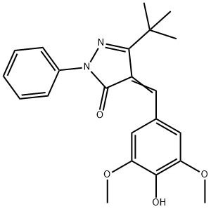 3-(TERT-BUTYL)-4-((4-HYDROXY-3,5-DIMETHOXYPHENYL)METHYLENE)-1-PHENYL-2-PYRAZOLIN-5-ONE Struktur