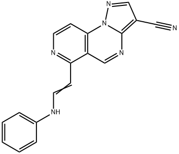 6-(2-ANILINOVINYL)PYRAZOLO[1,5-A]PYRIDO[3,4-E]PYRIMIDINE-3-CARBONITRILE Struktur