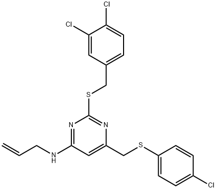 N-ALLYL-6-([(4-CHLOROPHENYL)SULFANYL]METHYL)-2-[(3,4-DICHLOROBENZYL)SULFANYL]-4-PYRIMIDINAMINE Structure