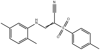 3-((2,5-DIMETHYLPHENYL)AMINO)-2-((4-METHYLPHENYL)SULFONYL)PROP-2-ENENITRILE Struktur