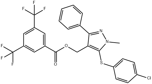 (5-[(4-CHLOROPHENYL)SULFANYL]-1-METHYL-3-PHENYL-1H-PYRAZOL-4-YL)METHYL 3,5-BIS(TRIFLUOROMETHYL)BENZENECARBOXYLATE Struktur