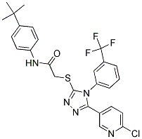 N1-[4-(TERT-BUTYL)PHENYL]-2-((5-(6-CHLORO-3-PYRIDYL)-4-[3-(TRIFLUOROMETHYL)PHENYL]-4H-1,2,4-TRIAZOL-3-YL)THIO)ACETAMIDE Struktur