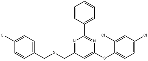 4-([(4-CHLOROBENZYL)SULFANYL]METHYL)-6-[(2,4-DICHLOROPHENYL)SULFANYL]-2-PHENYLPYRIMIDINE Struktur