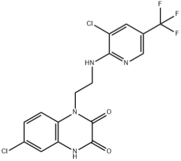 6-CHLORO-1-(2-([3-CHLORO-5-(TRIFLUOROMETHYL)-2-PYRIDINYL]AMINO)ETHYL)-1,4-DIHYDRO-2,3-QUINOXALINEDIONE Struktur