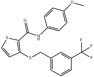 N-(4-METHOXYPHENYL)-3-([3-(TRIFLUOROMETHYL)BENZYL]SULFANYL)-2-THIOPHENECARBOXAMIDE Struktur