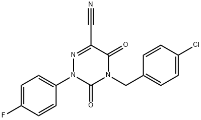 4-(4-CHLOROBENZYL)-2-(4-FLUOROPHENYL)-3,5-DIOXO-2,3,4,5-TETRAHYDRO-1,2,4-TRIAZINE-6-CARBONITRILE Struktur